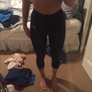 Gym shark high rise cropped leggings navy blue